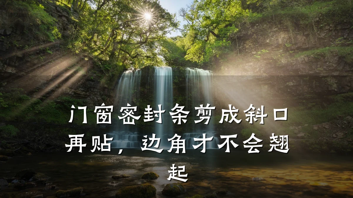门窗密封条剪成斜口再贴，边角才不会翘起