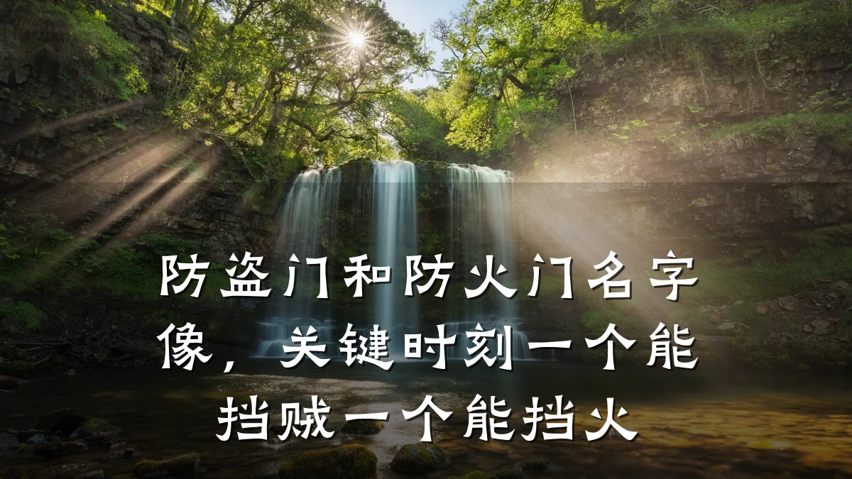 防盗门和防火门名字像，关键时刻一个能挡贼一个能挡火