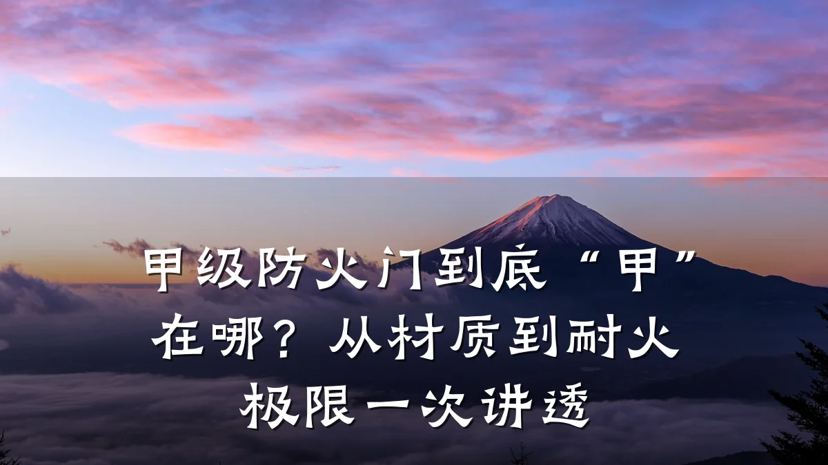 甲级防火门到底“甲”在哪？从材质到耐火极限一次讲透