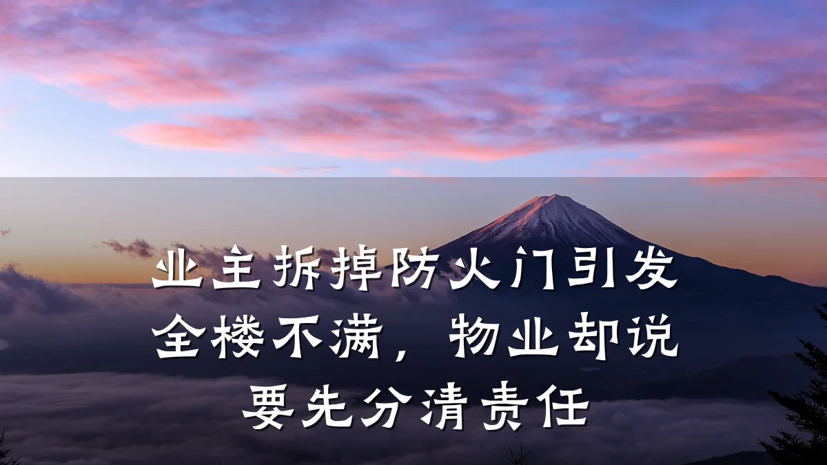 业主拆掉防火门引发全楼不满，物业却说要先分清责任